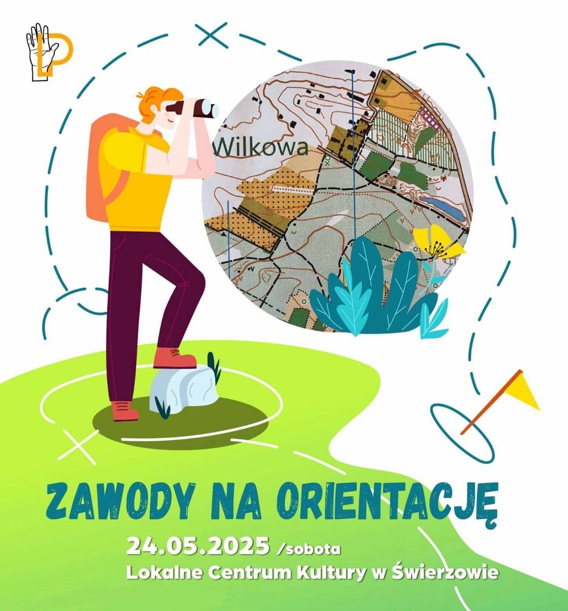 Wędrownik z lornetką i mapą